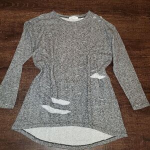 Distressed Black/ Grey sweatshirt dress/tunic top